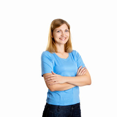 Obraz premium a young woman in studio in casual wear