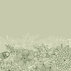 Floral background in green colors