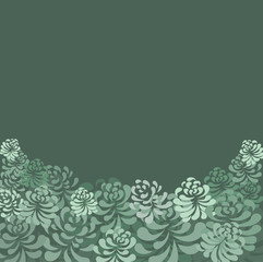 Retro green floral vector pattern - illustration