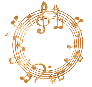3d golden stave on a white background