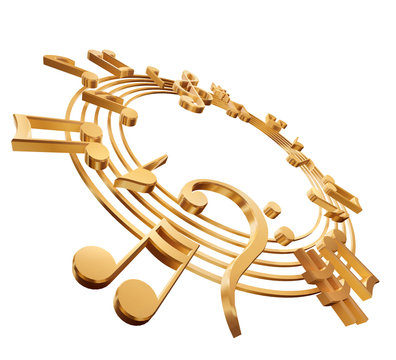 3d golden stave on a white background