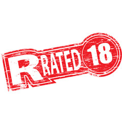 Rubber stamp illustration showing "R RATED" text