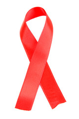 Red Breast Cancer Ribbon isolated on white