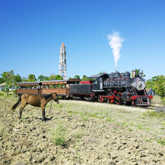 tourist train Valle de Los Ingenios, Manaca Iznaga, Cuba