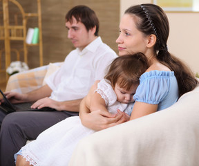 Obraz premium young mother with a daughter at home