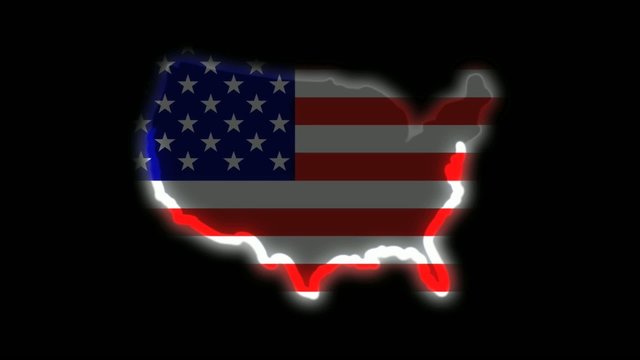 United States of America outline light border animation