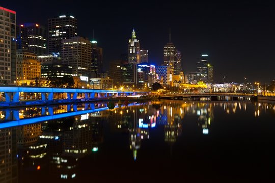 Downtown of Melbourne at night