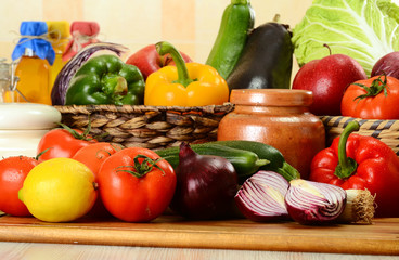 Composition with variety of raw vegetables