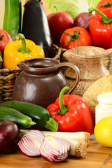 Composition with variety of raw vegetables