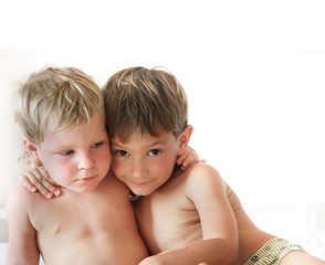 two children over white