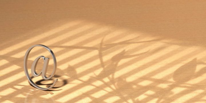 interior scene, arrobas symbol wooden background