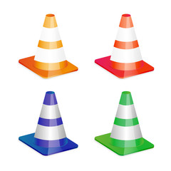 Four vector traffic cone icons