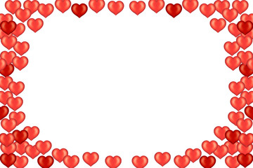 Fototapeta premium Red hearts around a white open space for text
