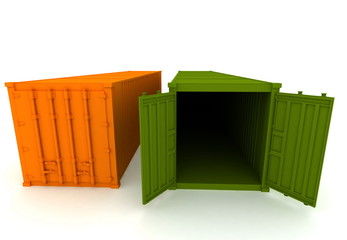 open and closed cargo containers