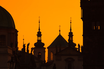 Famous Charles bridge in Prague in the night