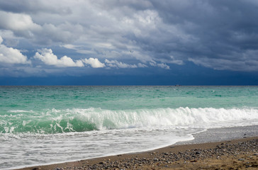 Autumnal season on a Black Sea shore, Crimea, Ukraine.