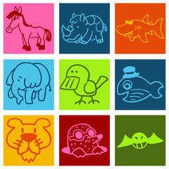Pictogrammes animaux mignons multicolore