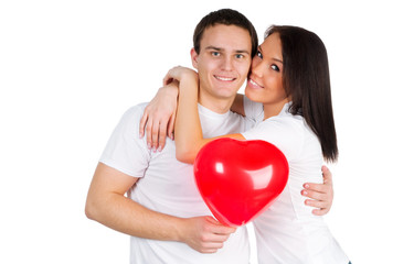 Fototapeta na wymiar Couple with a red heart