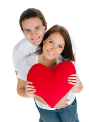Fototapeta na wymiar Couple with a red heart