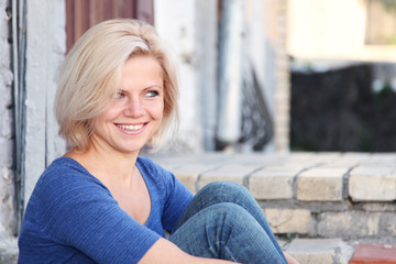 Portrait of the young happy girl