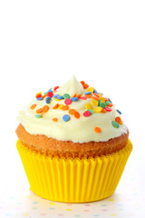 Closeup of cupcake on white isolated background