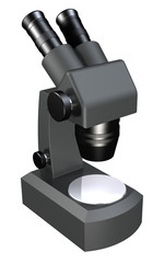 A 3D render of a microscope