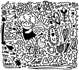 hand draw cartoon love element