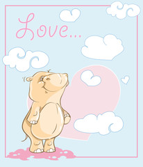 Love card with cute animal