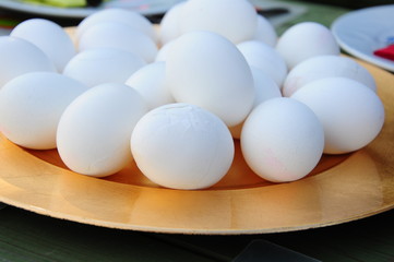 white eggs on plate