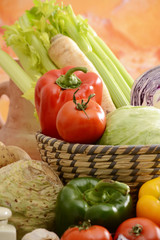 Composition with variety of raw vegetables