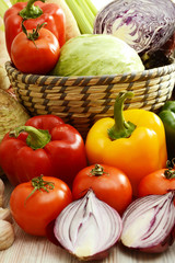 Composition with variety of raw vegetables