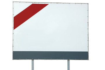 Blank white billboard with red and grey bar, isolated bigboard