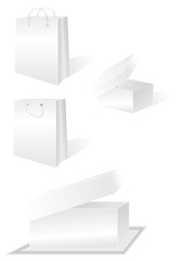 Obraz premium vector set of white boxex and bags