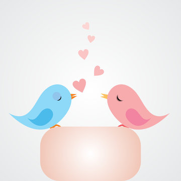 vector cartoon birds in love
