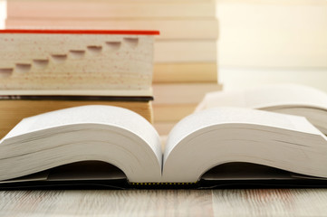 Composition with books on table