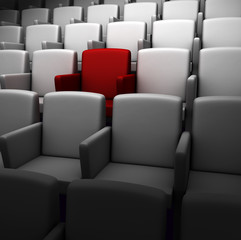 Fototapeta premium the auditorium with one reserved seat