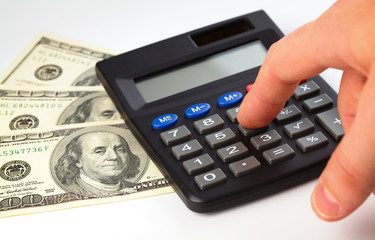 Calculator and money - accounting concept