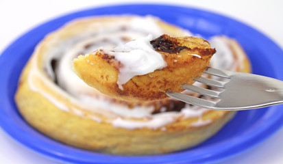 Bite of cinnamon roll
