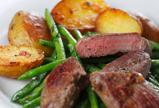 Lammsteak mit Bohnen