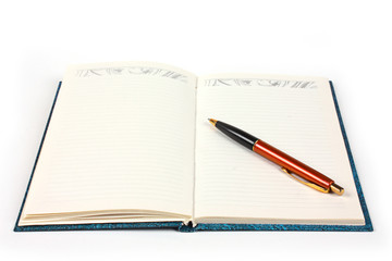 opened notebook with pen isolated