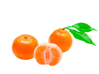 Mandarins isolated on white background