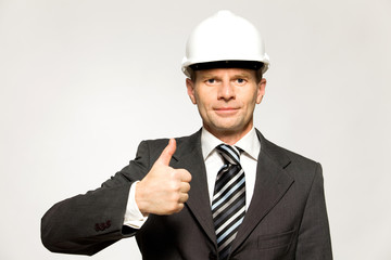 Workman showing thumbs up
