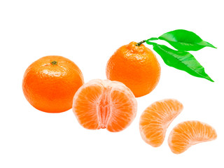 Mandarins isolated on white background