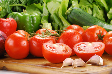 Composition with variety of raw vegetables