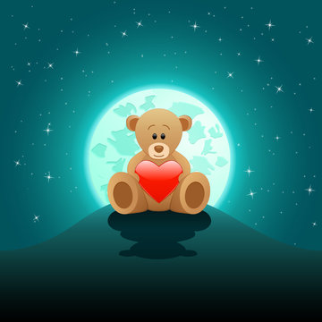 verliebter Teddy im Mondschein