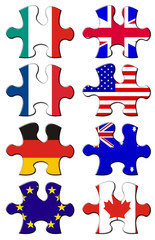 Flags in jigsaw pieces