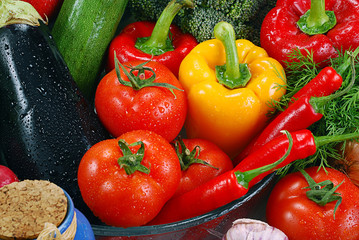 Composition with variety of fresh vegetables