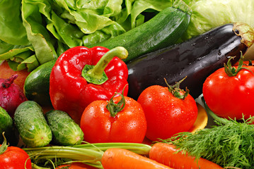 Composition with variety of fresh vegetables