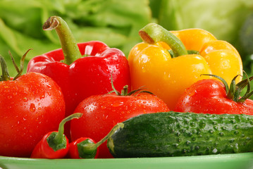 Composition with variety of fresh vegetables