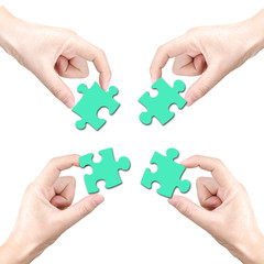Hand and puzzle